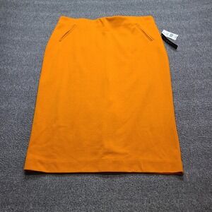 Light Pencil Skirt Women Large Orange New Knit Stretch Pull On Back Vent 3687